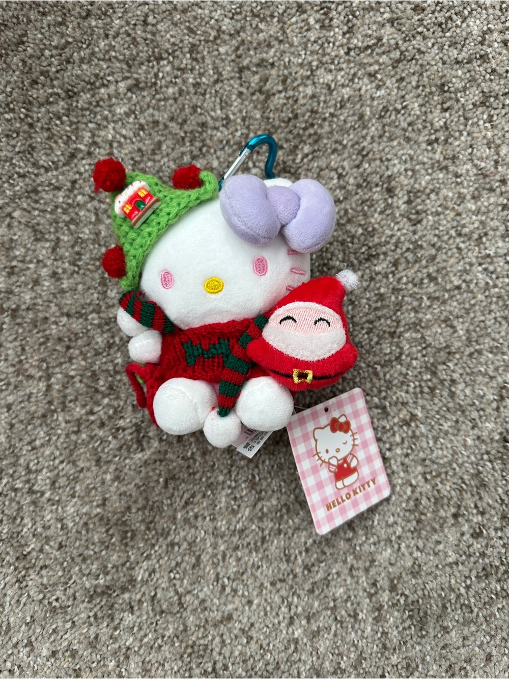 Hello Kitty Plush Keychain in White, Red, Green & Lavender